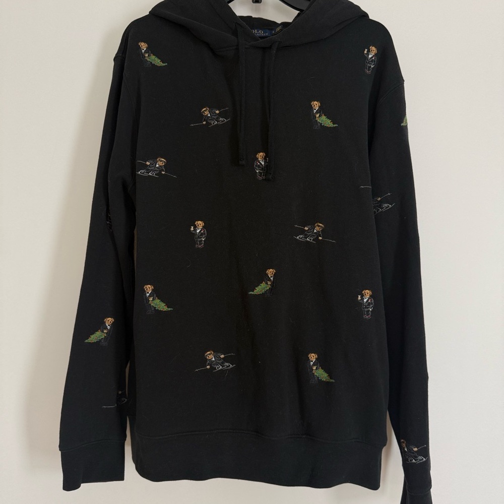 Ralph Lauren Black Hoodie with Embroidered Design